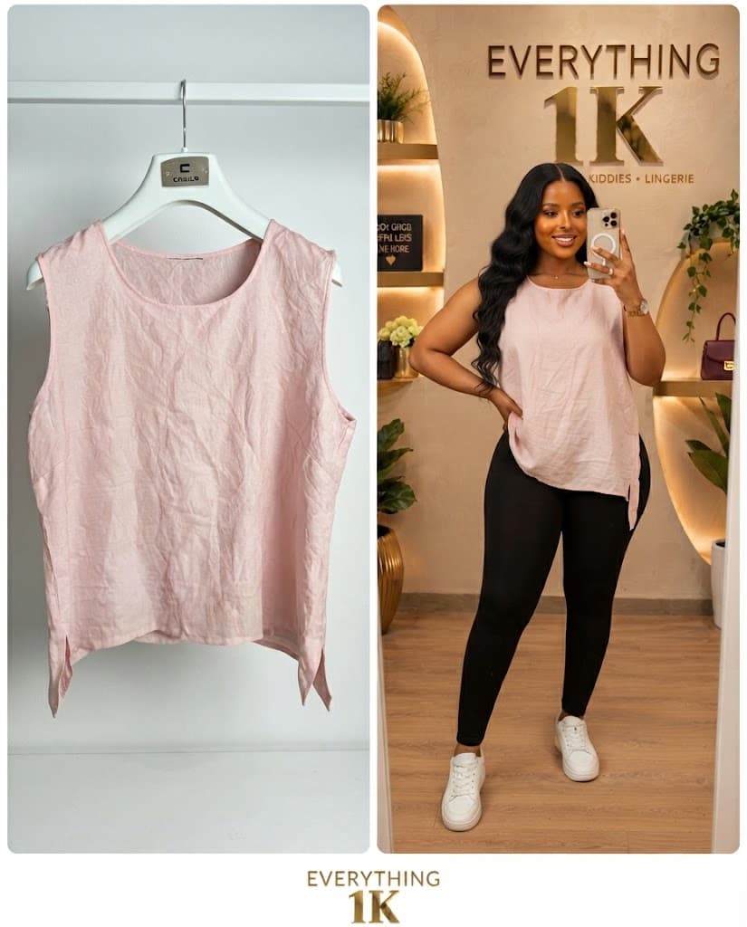 Casual Light Pink Asymmetric Hem Sleeveless Top