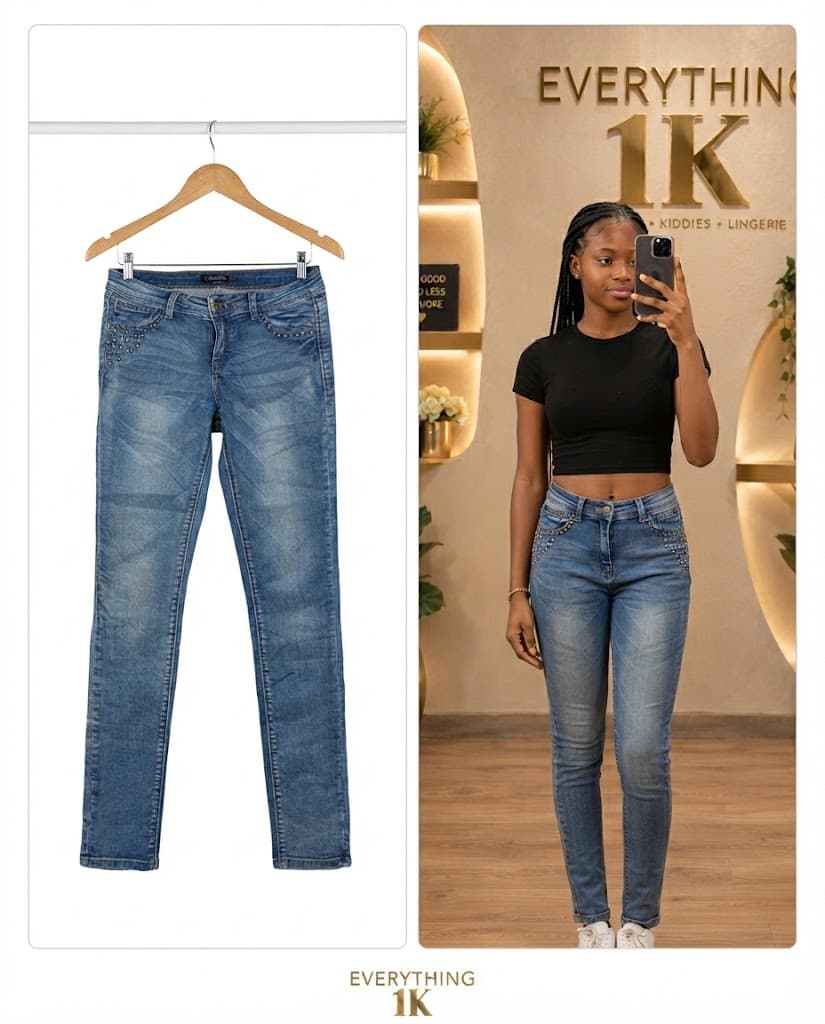 Casual Embellished Pocket Slim Jeans 30/32