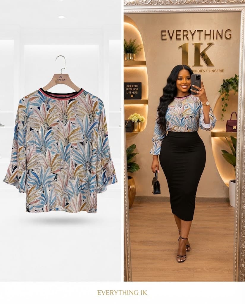 Blue Corporate Floral Blouse