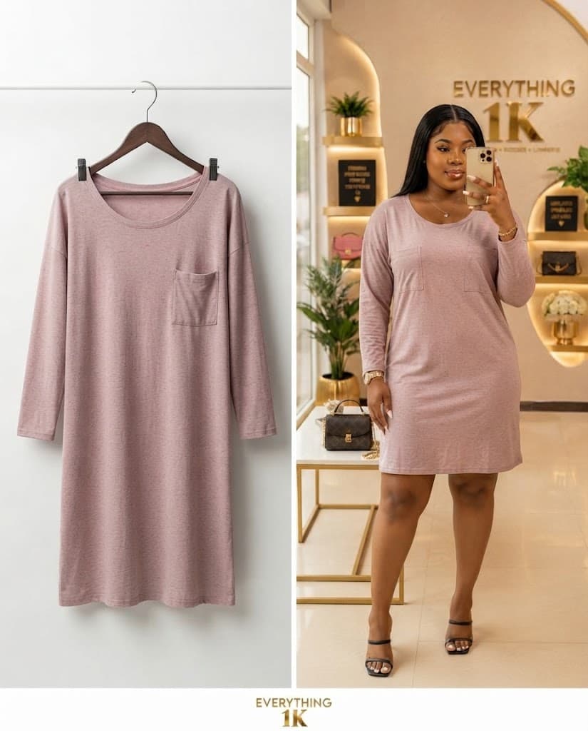 Pre-loved Long-Sleeve Pocket T-Shirt Dress