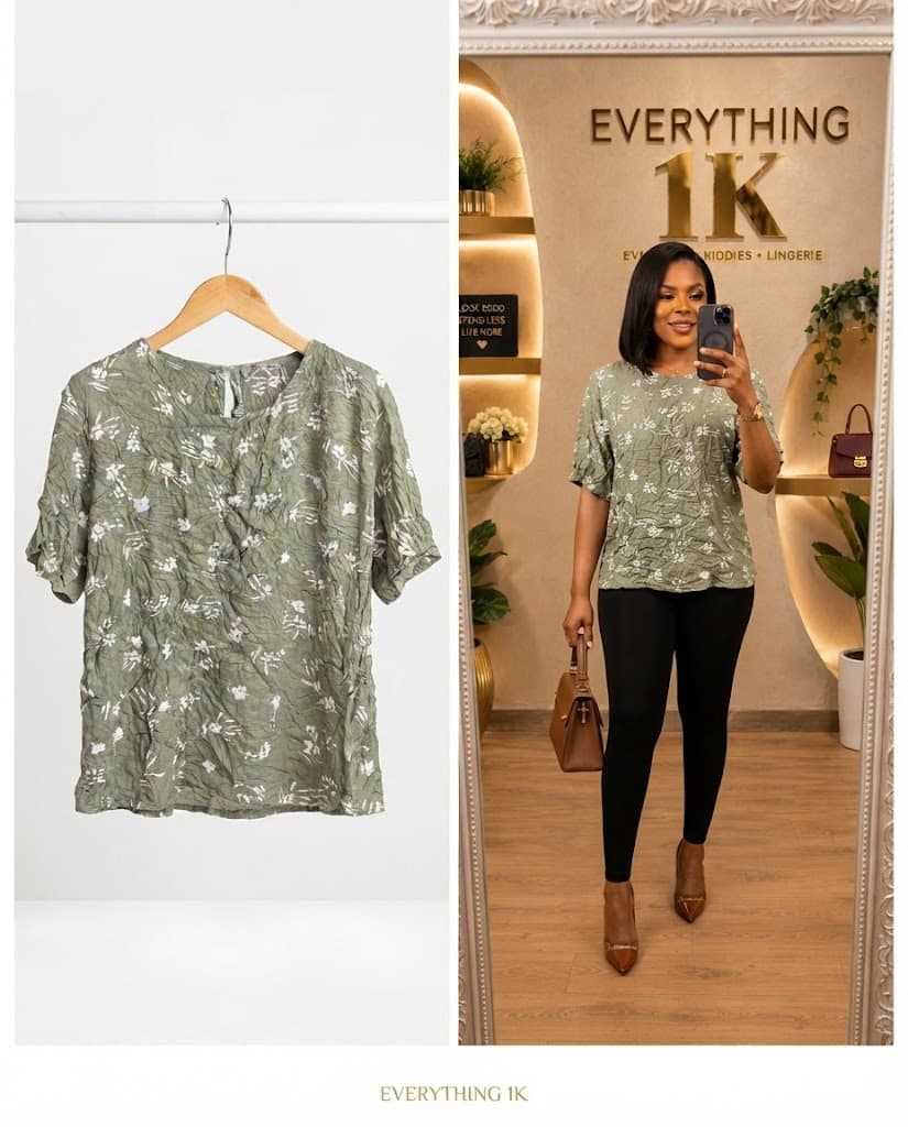 Olive Casual Floral Blouse
