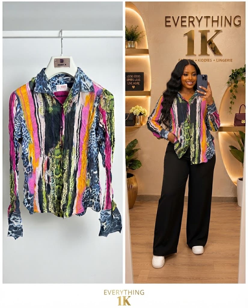 Casual Multi-Color Abstract Print Button-Down Shirt