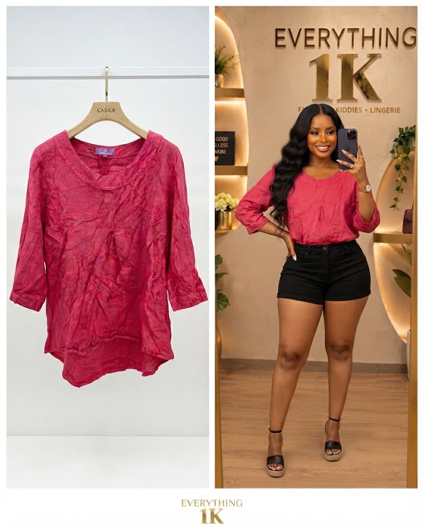 Casual Magenta Textured High-Low Tunic