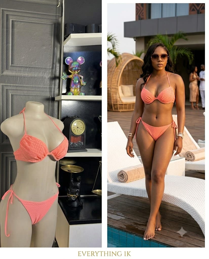 Textured Peach Tie-Side Bikini Set