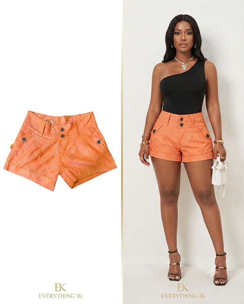 Orange Button-Detail Shorts 28/30