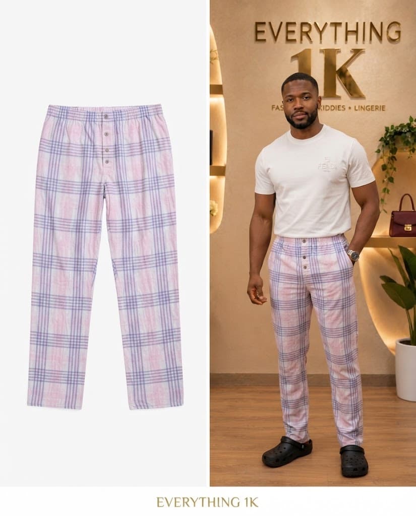 Pink & Purple Plaid Button-Fly Trousers