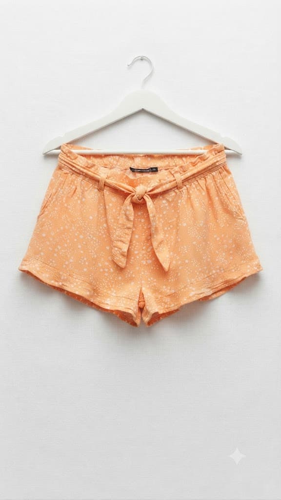 Peach Tie-Waist Printed Shorts