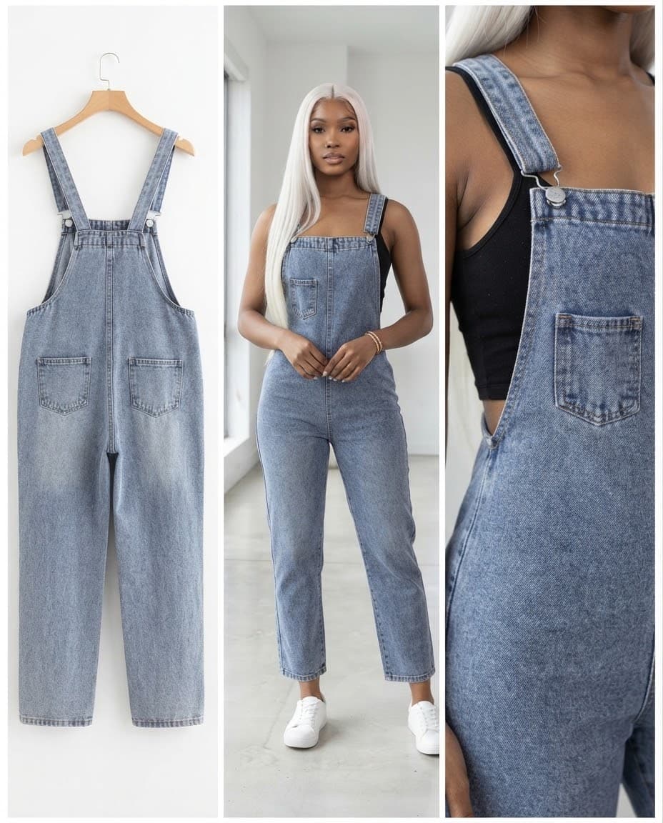 Classic Light Wash Denim Overalls waist 26/27