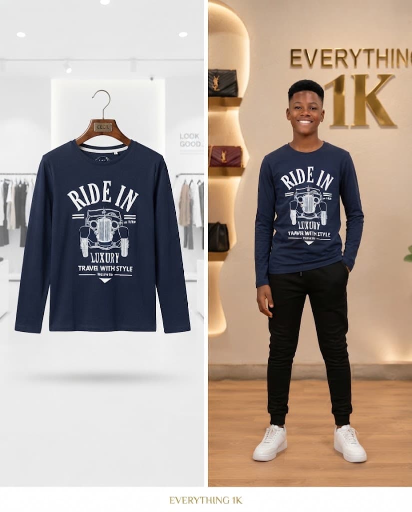 Blue Long sleeve Tees (Ages 9-10)