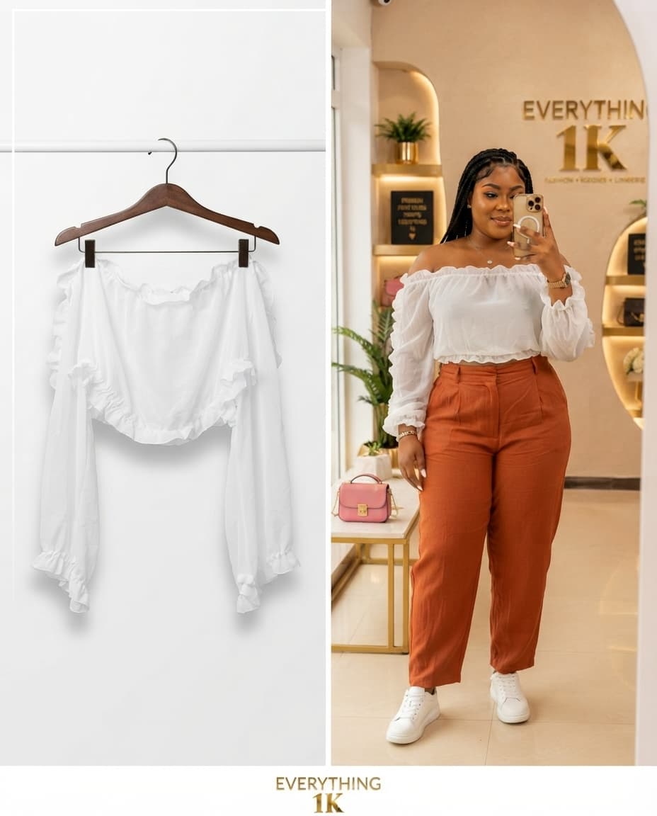 Pre-loved Off-the-Shoulder Ruffle-Trim Crop Top