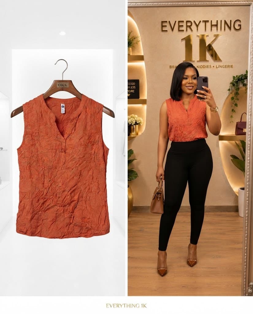 Rust Orange Casual Sleeveless Top