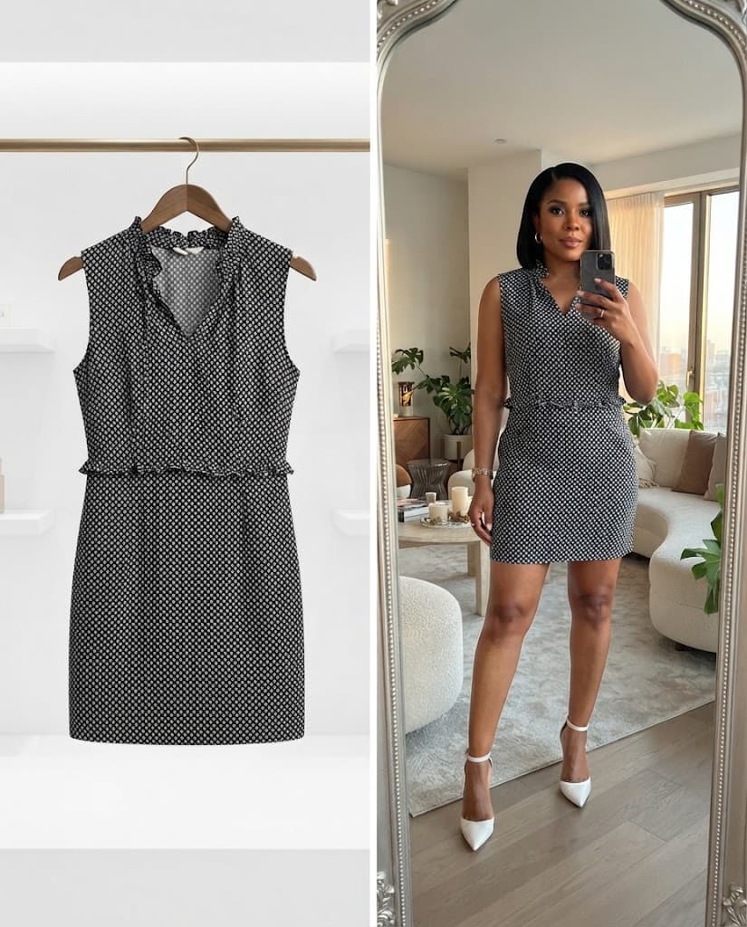 Black and White Polka Dot Ruffle Hem Mini Dress