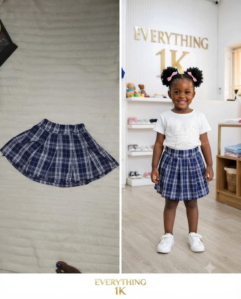 Pre-loved Girls Pleated Checkered Skirt 1_3 years