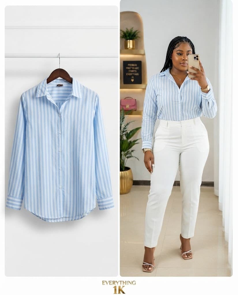 Pre-loved Striped Long-Sleeve Collared corporate Shirt