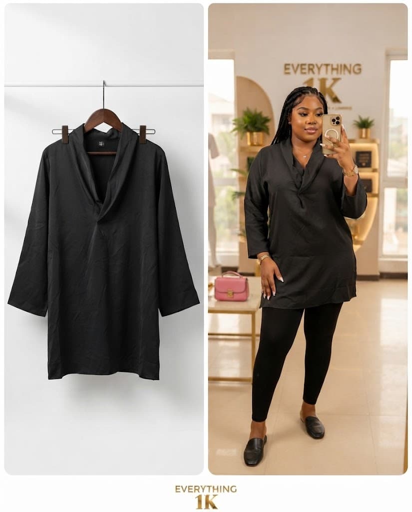 Pre-loved Cowl-Neck Long Tunic Shirt