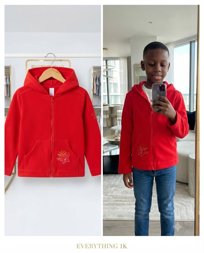 Pre-loved Unisex Floral Embroidered Zip Hoodie 4-6years