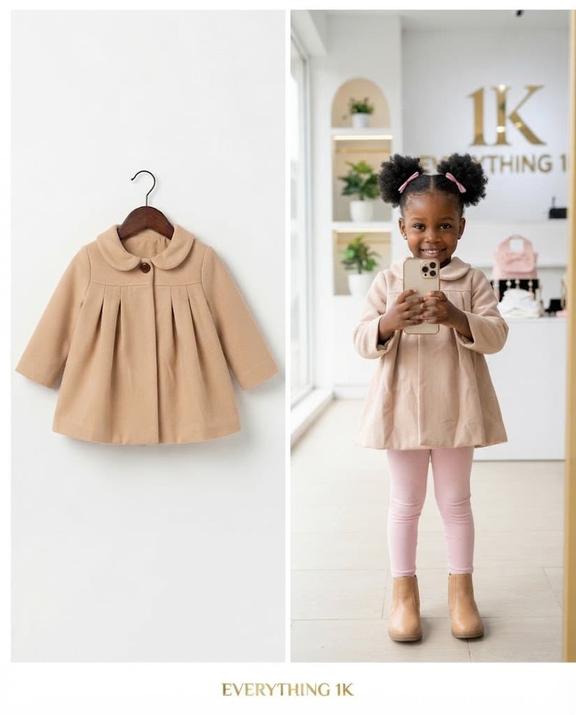 Pre-loved Pleated Collar Wool Coat 1-3 years