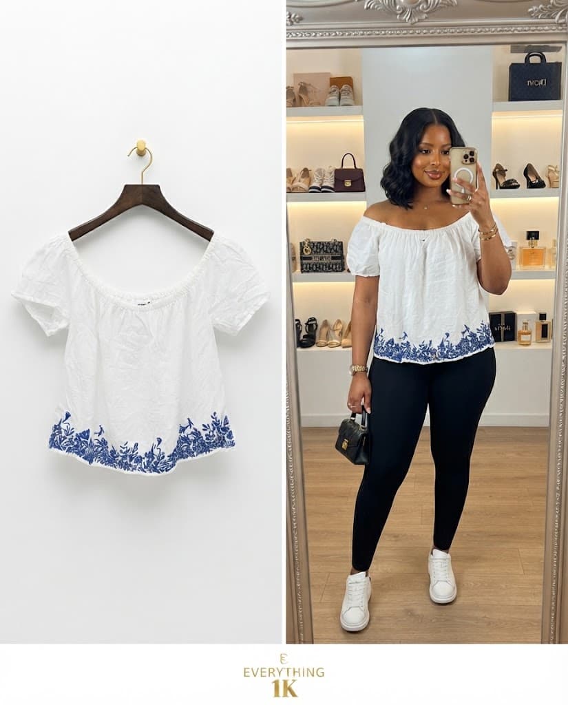 Casual White Off-the-Shoulder Embroidered Top