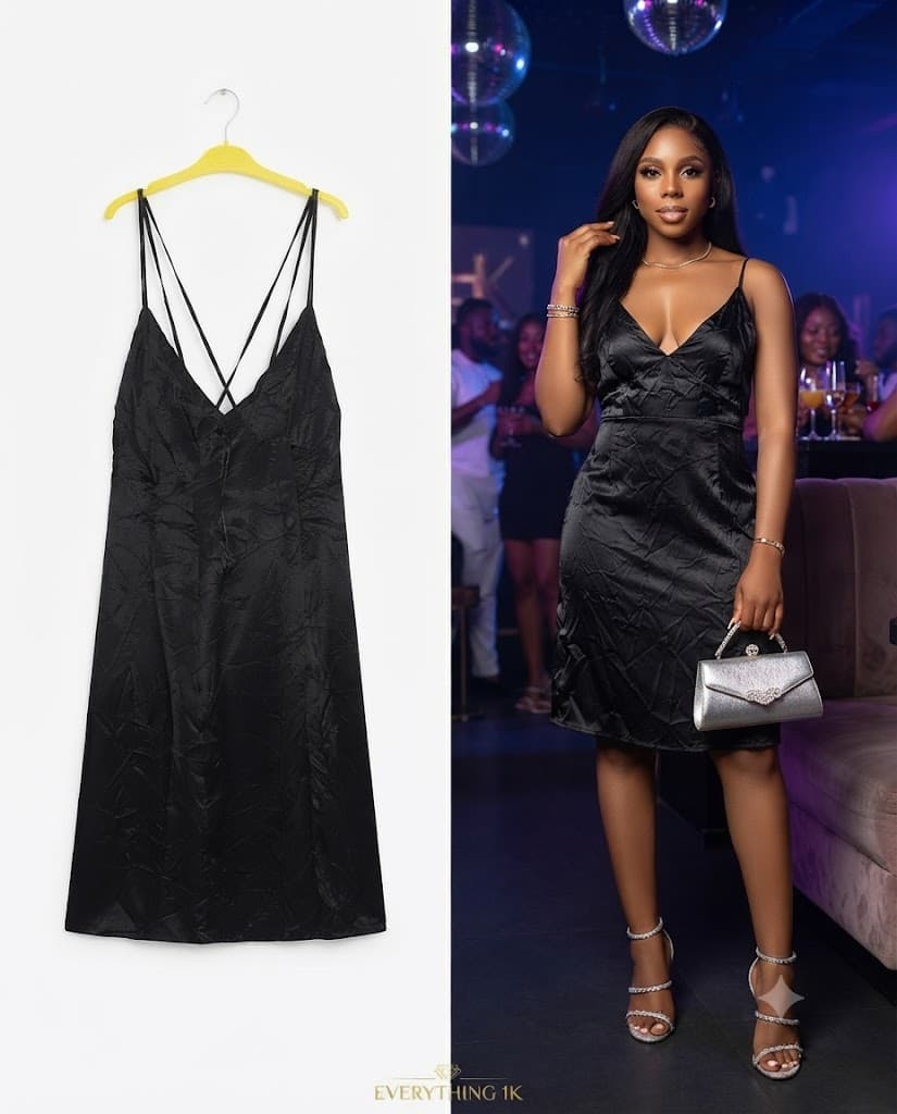 Black Satin Cross-Strap Dress