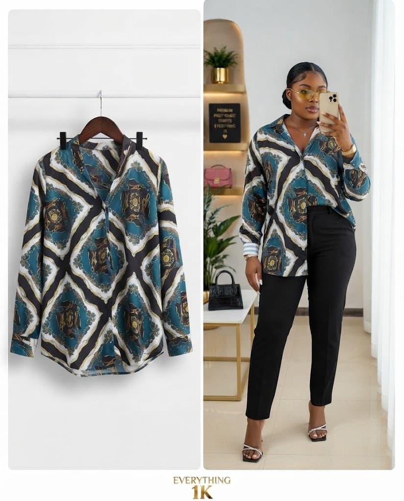 Pre-loved Scarf-Print Long-Sleeve Blouse