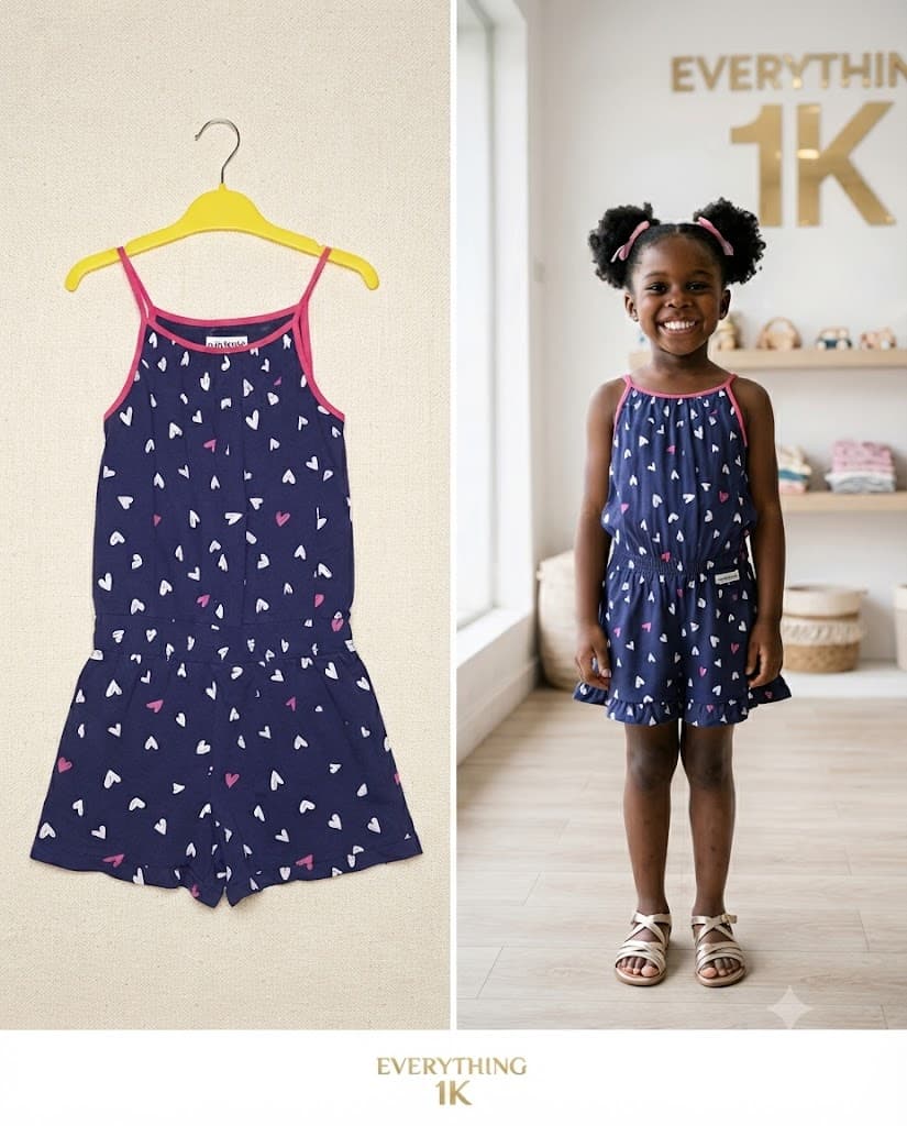 Pre-loved Girls Heart Print Romper 5-7 years