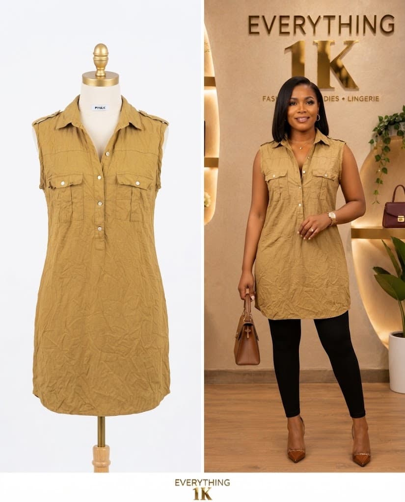 Mustard Yellow Utility Corporate Shirt Dress