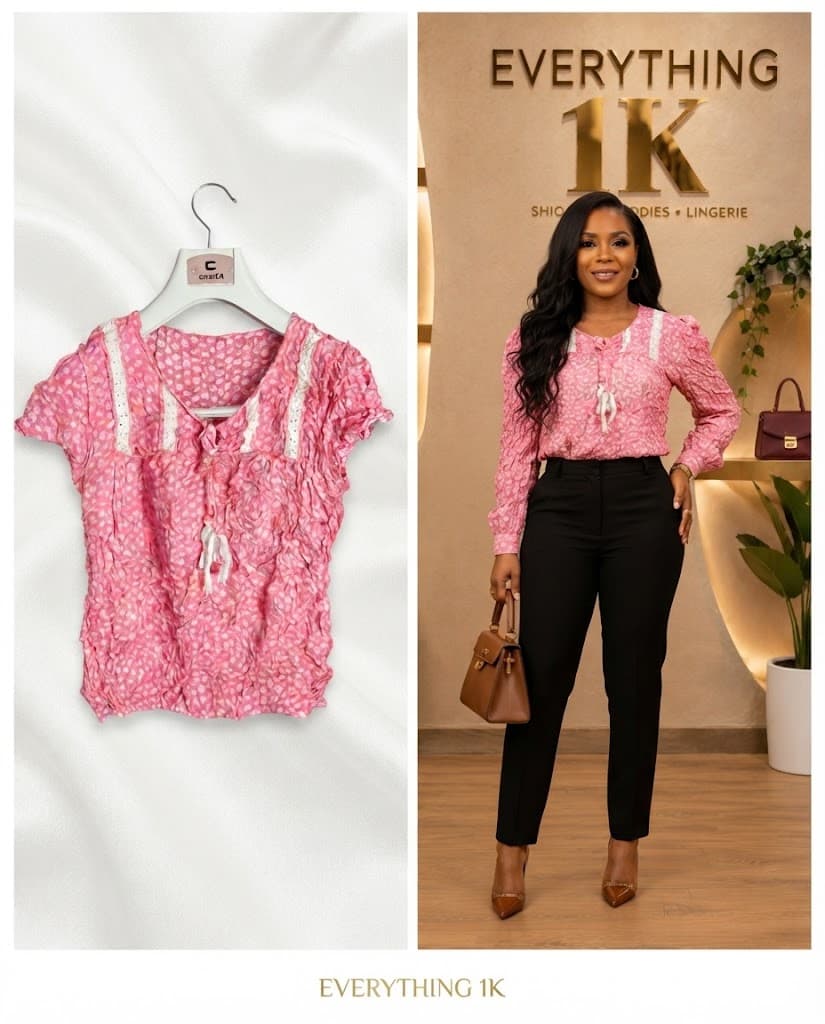 Casual Pink Floral-Print chiffon Blouse