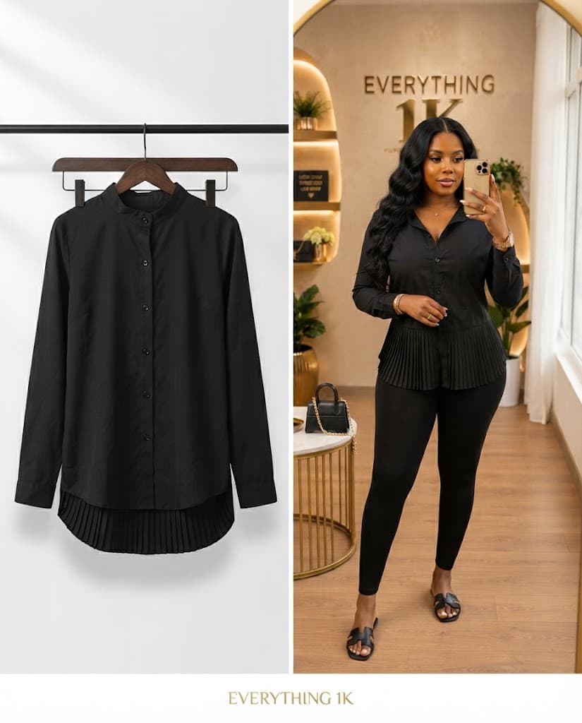 Pre-loved Pleated Hem Long-Sleeve Shirt