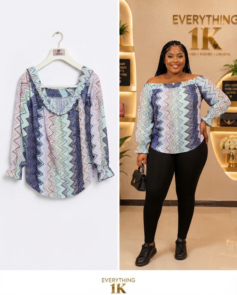 Casual Multi-Color Chevron Print Off-The-Shoulder Top