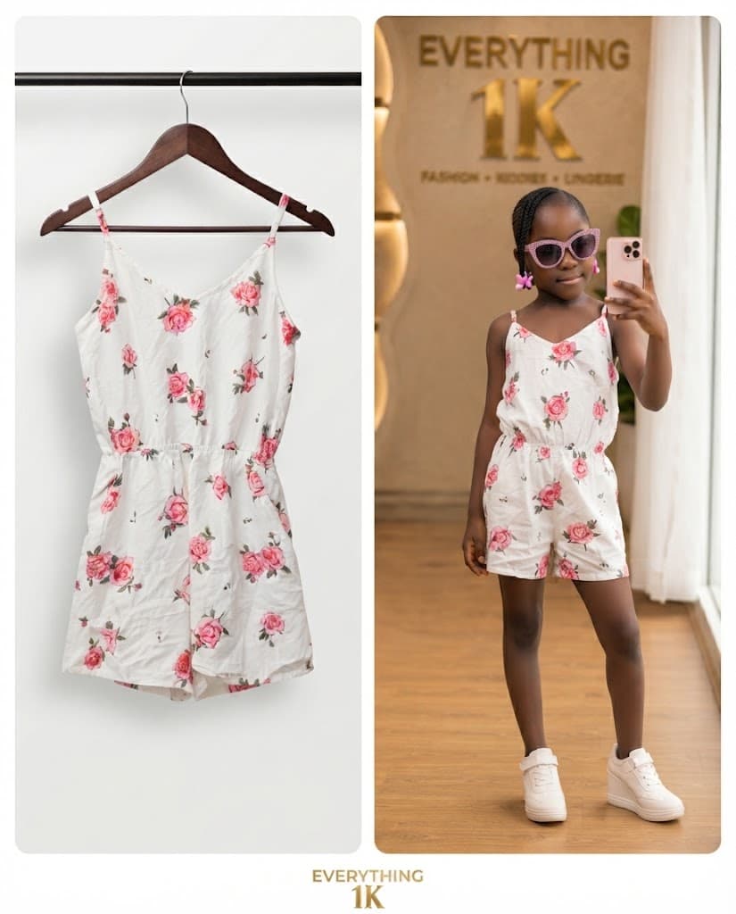 Pre-loved girl Floral Print Cami Romper 5-7 years