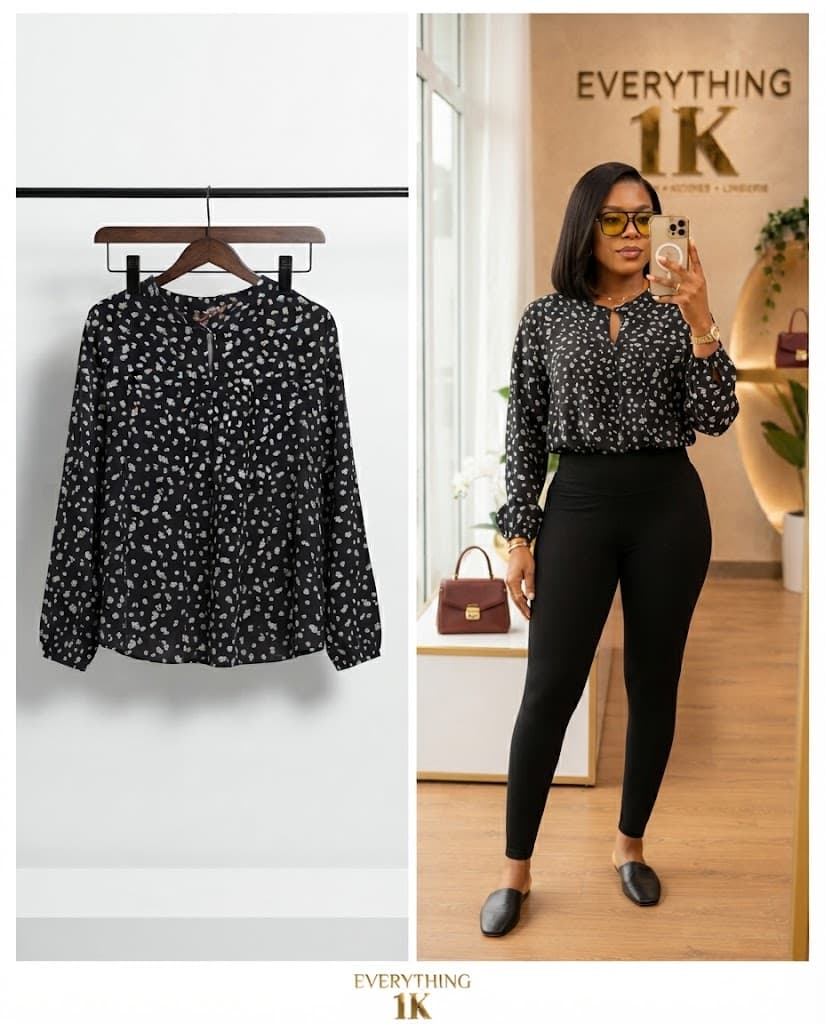 Pre-loved Keyhole Button-Neck Printed Blouse