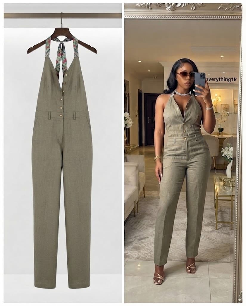 Sage Green Halter Neck Jumpsuit