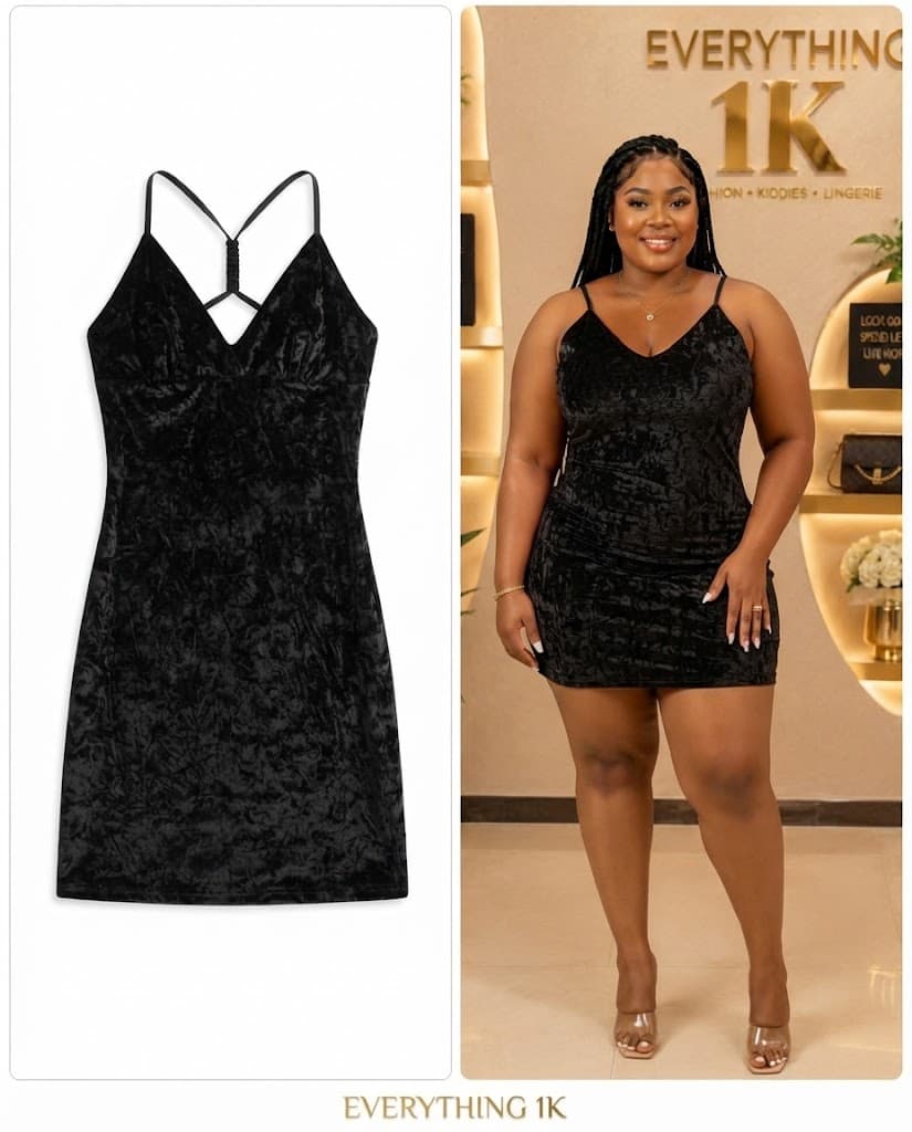 Black Crushed Velvet Bodycon Mini Dress