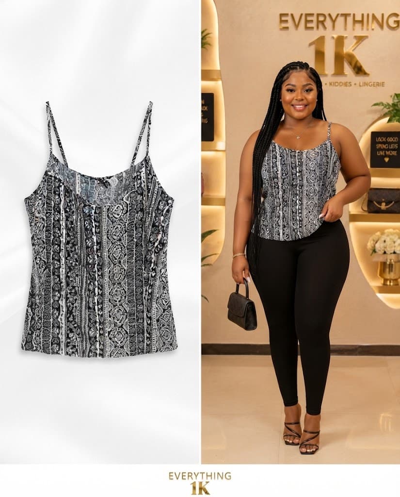 Black and White Patterned Cami Top