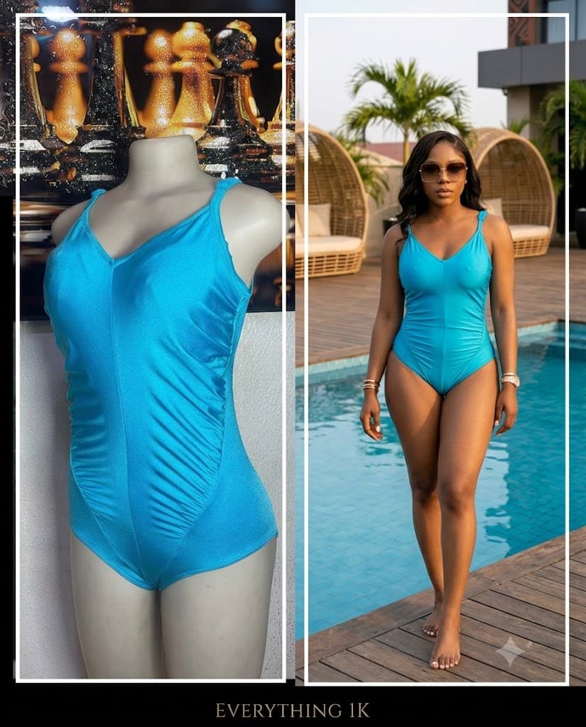 Turquoise Ruched One-Piece Swimsuit