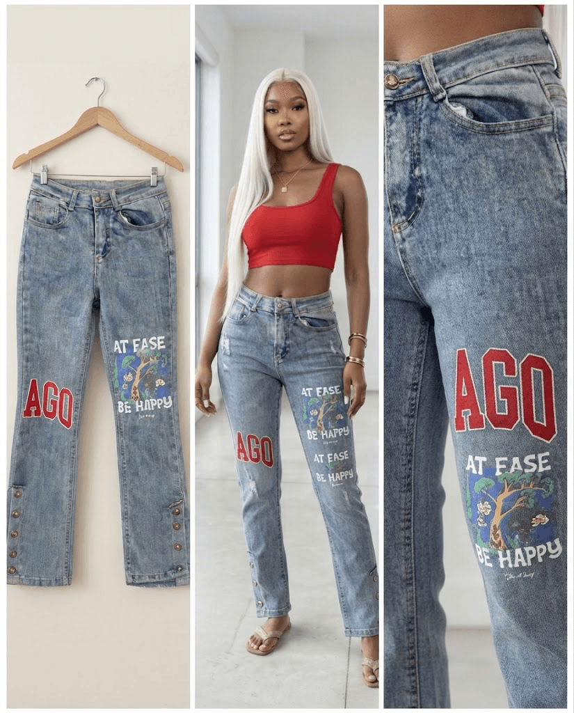 Graphic Art Print Straight-Leg Jeans 26/27