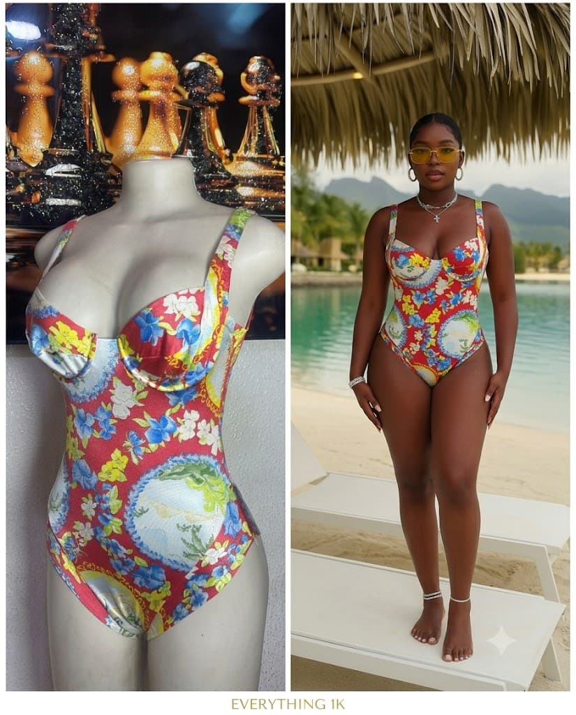 Vintage Floral Print Underwire One-Piece Swimsuit