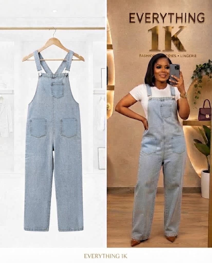 Light Blue Distressed Pocket Overalls