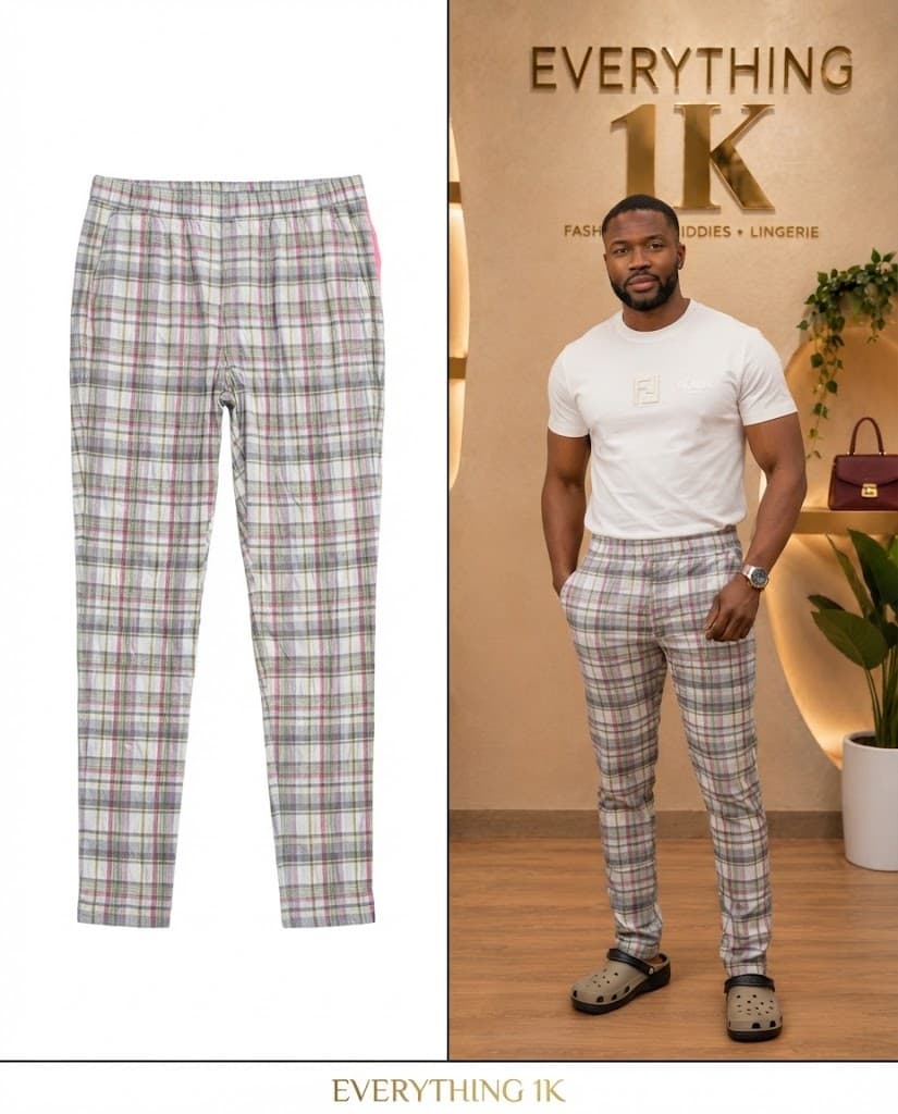 Pastel Plaid Men's Casual Trousers