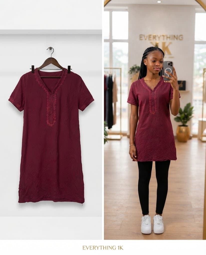 Pre-loved Embroidered V-Neck Tunic Dress