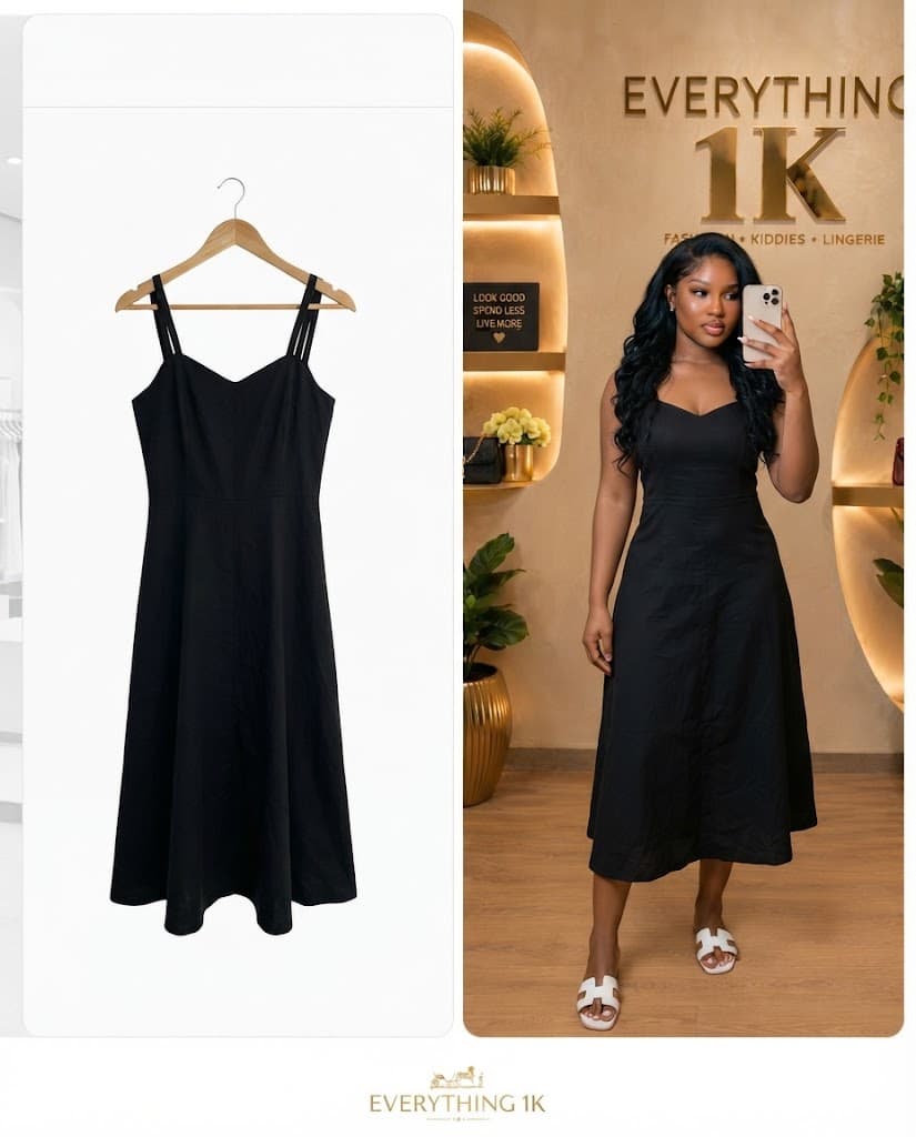 Black Sweetheart Flare Midi Dress