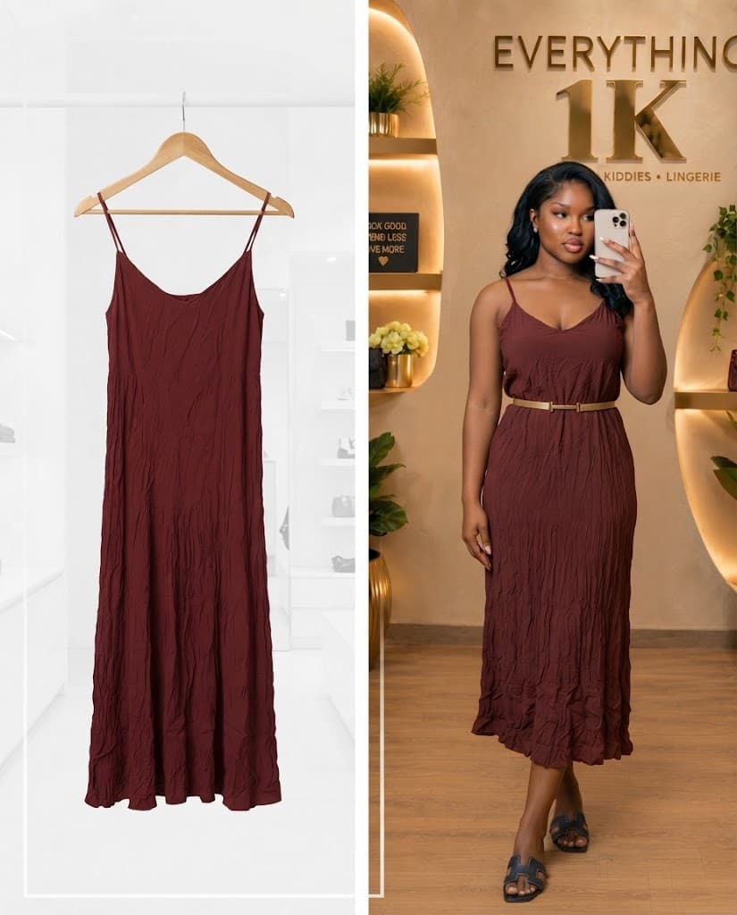 Rich Burgundy Textured Midi Dress