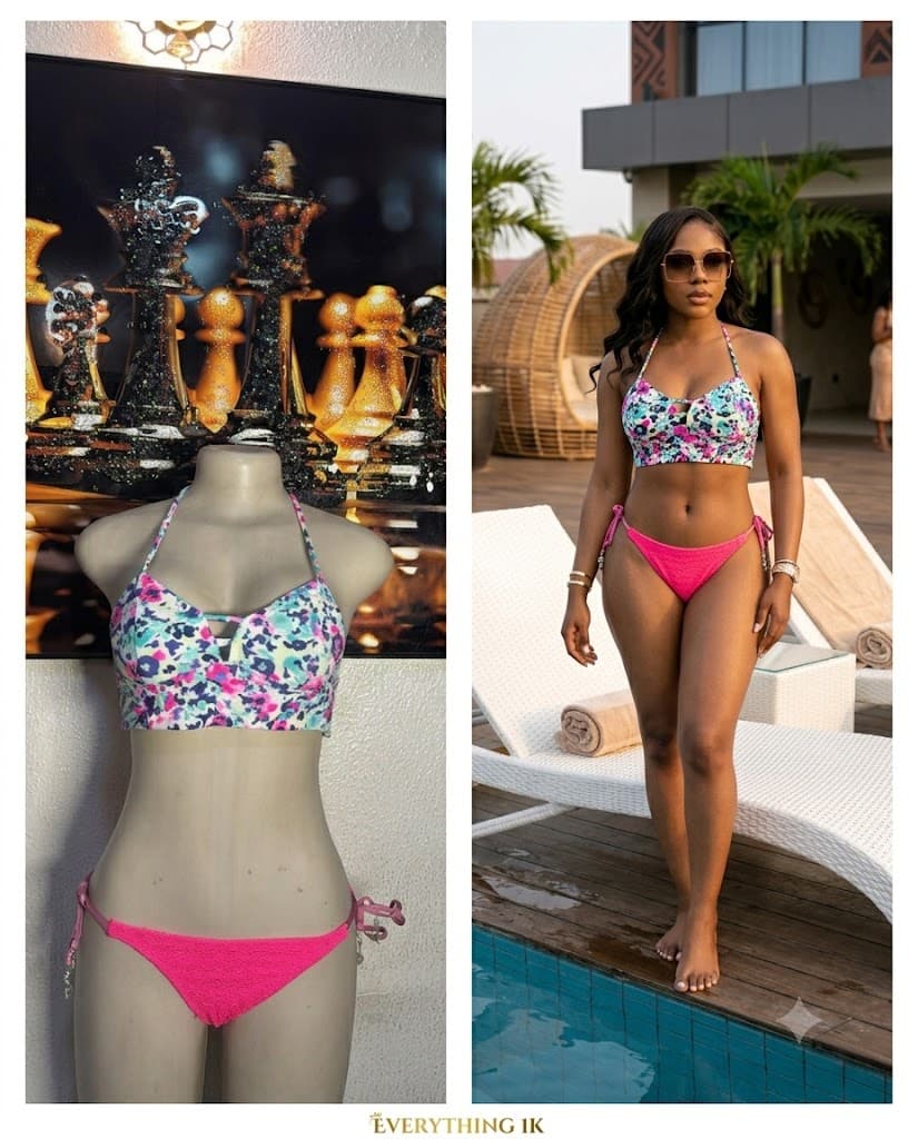 Floral Crop Top and Pink Bottoms Bikini Set
