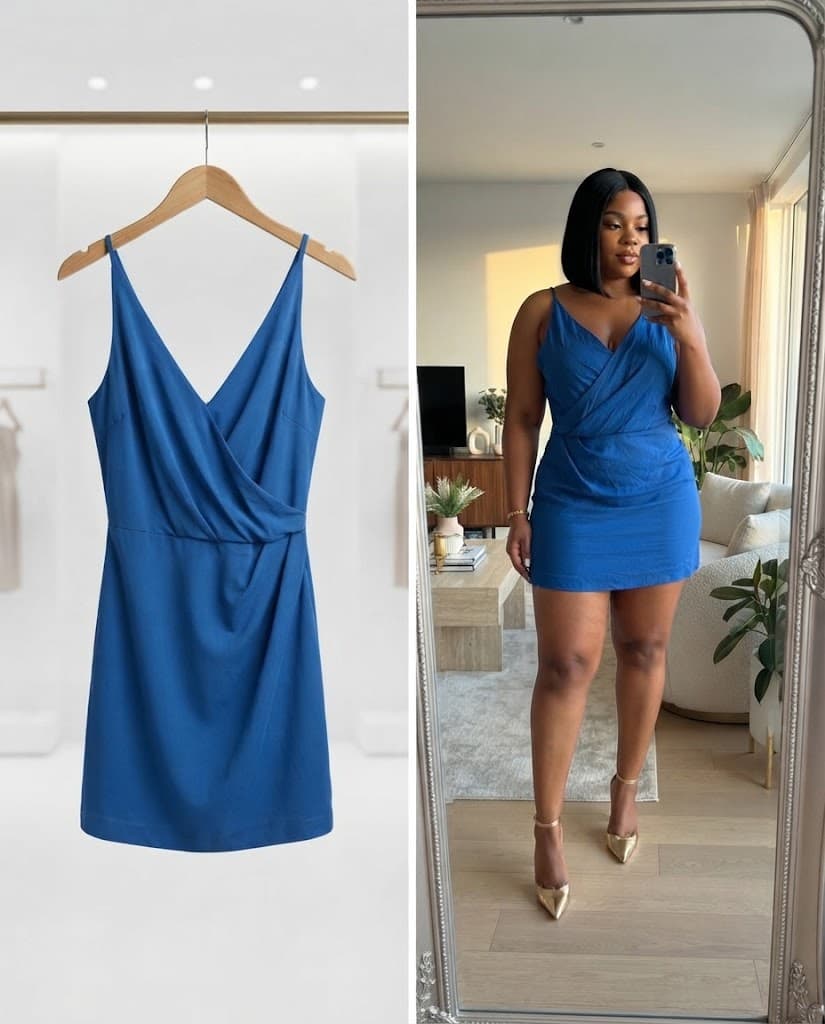 Royal Blue Chiffon Wrap Style Sleeveless Mini Dress