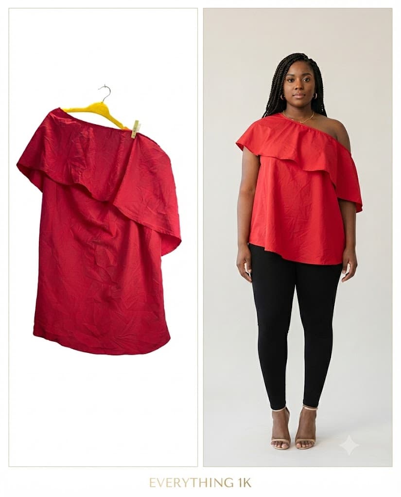 One-Shoulder Ruffle Top: Bold Red Asymmetric Party Blouse