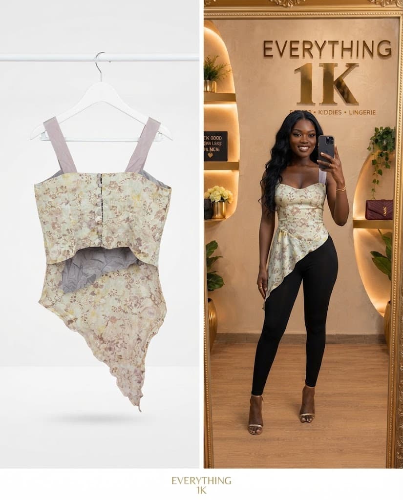 Floral Asymmetrical Party Crop Top