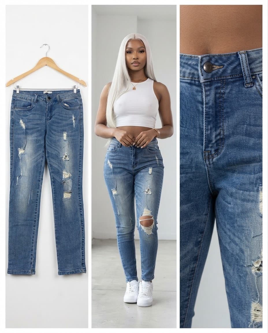 Distressed Knee Light Wash Skinny Jeans 30