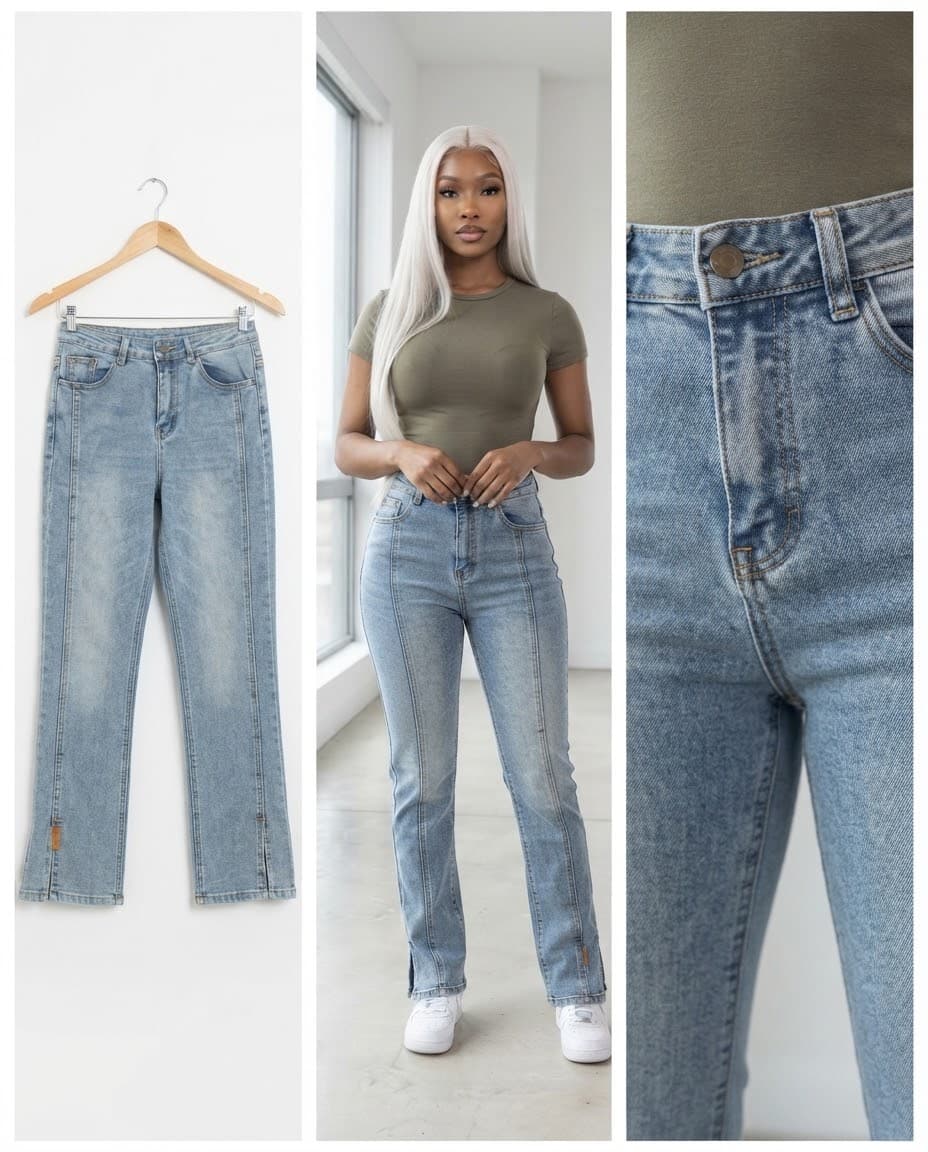 Split-Hem Light Wash Denim 26