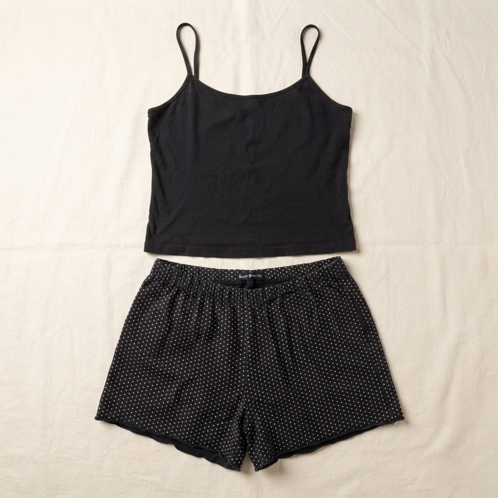 Brandy Melville Black Cami & Polka Dot Short Pajama Set