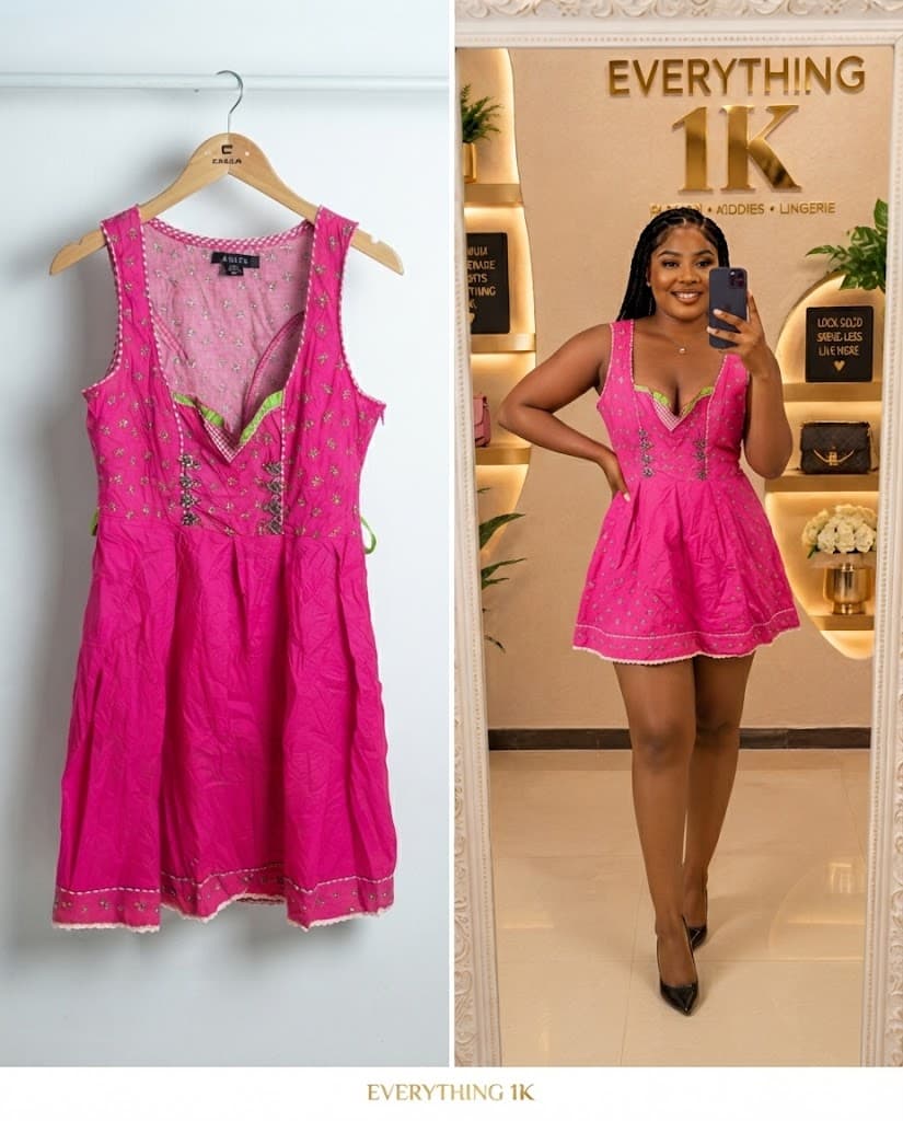 Hot Pink Embroidered Sleeveless Mini Dress
